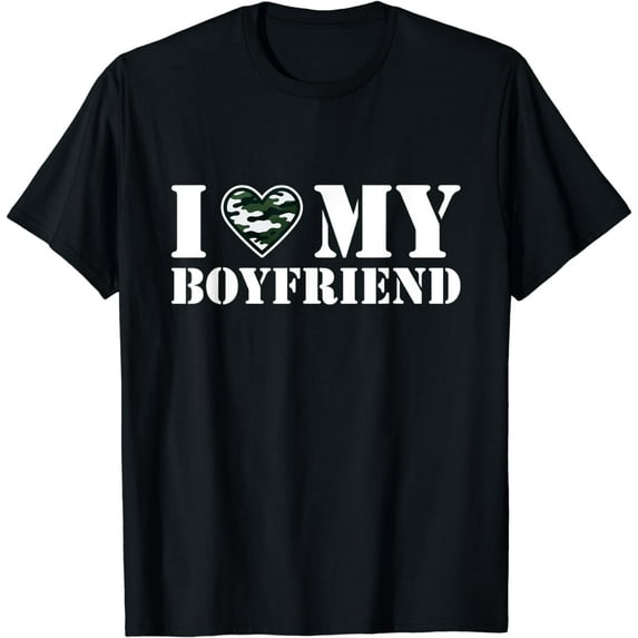 Love My Soldier Boyfriend Camouflage Heart Partner T-Shirt