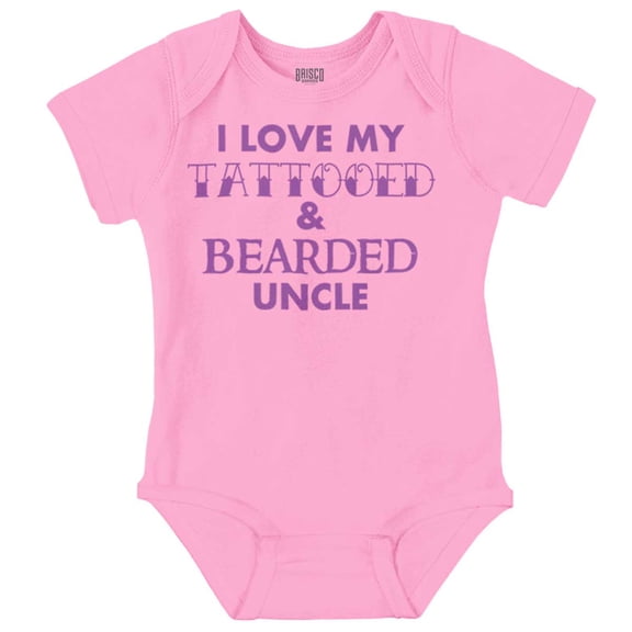 Love My Tattooed And Bearded Uncle Romper Boys or Girls Infant Baby Brisco Brands NB