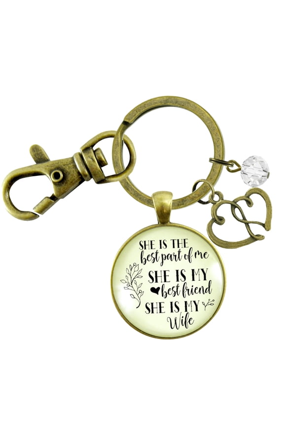 Love My Wife Gutsy Goodness Bronze Keychain Best Part of Me From Husband Wedding Gift Anniversary Jewelry