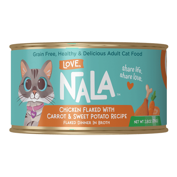 Love, Nala Chicken Flaked with Sweet Potato & Carrot Recipe in Broth Adult Wet Cat Food