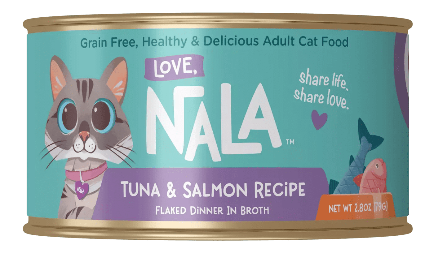 Love, Nala Adult Cat Flaked Wet Cat Food Tuna & Salmon Recipe in Broth, 2.8 oz