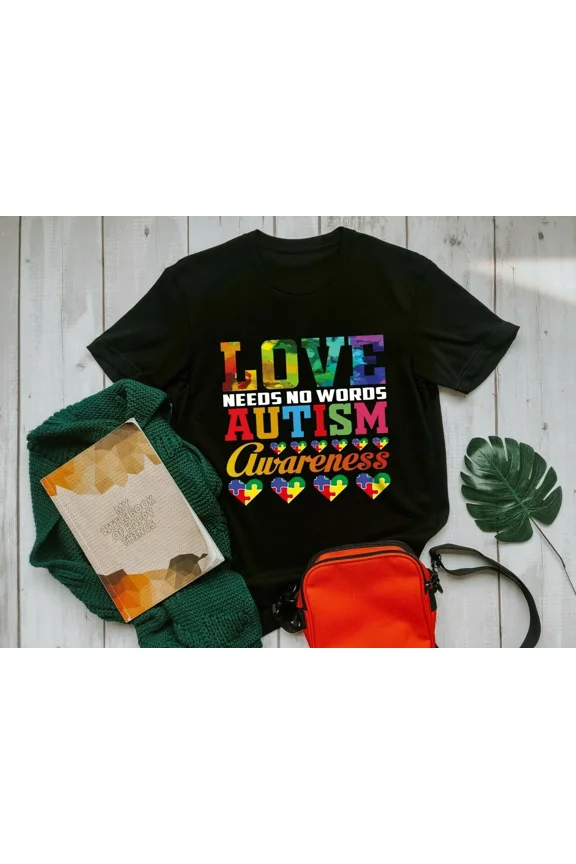 Love Needs No Words Autism Awareness Gift Heart Shirt
