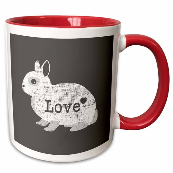 3drose, Love Netherland Dwarf Rabbit Distressed, 11oz Two-tone Red Mug