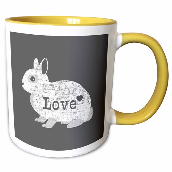 3drose, Love Netherland Dwarf Rabbit Distressed, 11oz Two-tone Yellow Mug