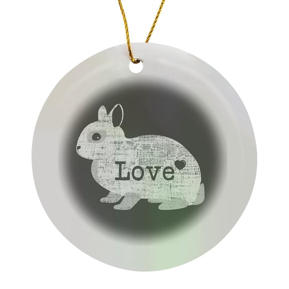 3drose, Love Netherland Dwarf Rabbit Distressed, Circle Porcelain Ornament