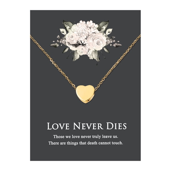 Love Never Dies Heart Cremation Necklace and Card - Memorial Jewelry for Women - Human Ashes Necklace Container - Keepsake Urn Pendant - Funnel Kit - Ship Next Day!