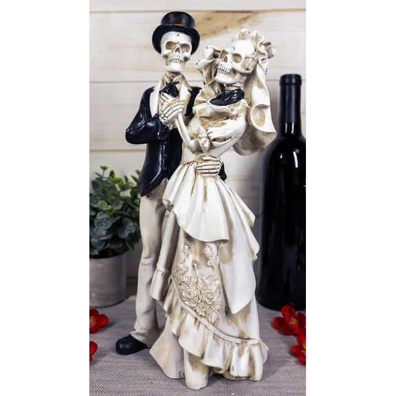 Love Never Dies Wedding Bride And Groom Skeleton Couple In Dancing Pose Figurine