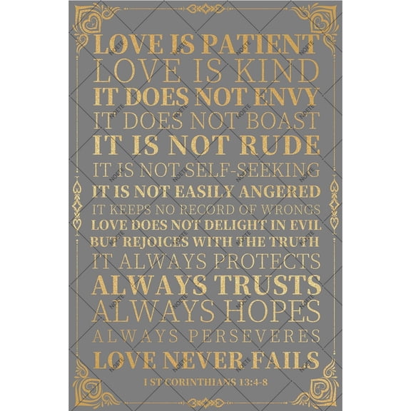 Love is Never Fails Metal Tin Sign Inspirational 1 Corinthians 13:4-8 Bible Verse Metal Tin Sign8x12 Inch Christian Home Decor for Pool Table, Bar & Man Cave