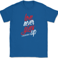 thumbnail image 1 of Love Never Gives Up T-Shirt Christian Bible Praise Worship Jesus God Tee - Royal Blue, 4XL, 1 of 1