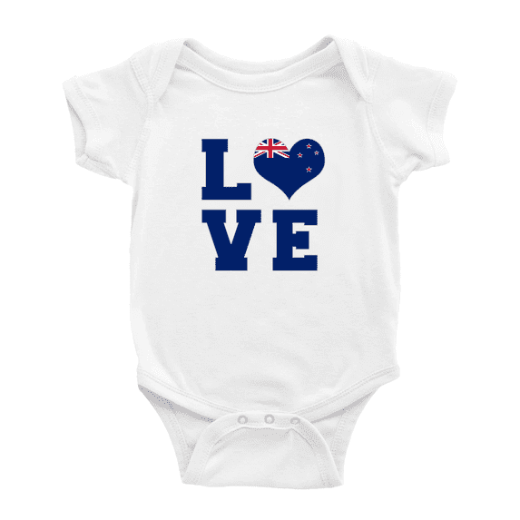 Love New Zealand Flag Heart Cute Baby Rompers Newborn Clothes Outfits (White, 0-3 Months)