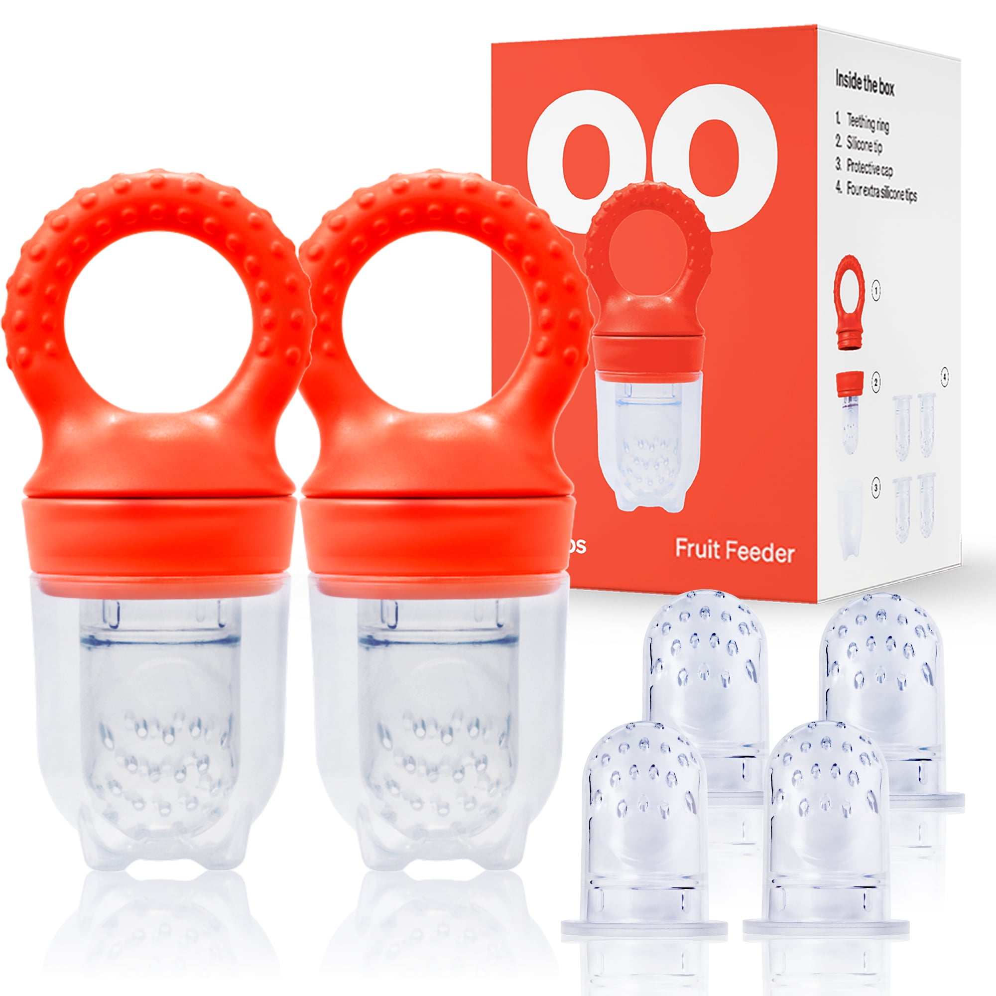 Food Feeder Baby Fruit Feeder Pacifier (2 Pack) with 3 Different Sized  Silicone Pacifiers, Infant Teething Toy Silicone Teether and Squeeze Baby  Food - Imported Products from USA - iBhejo