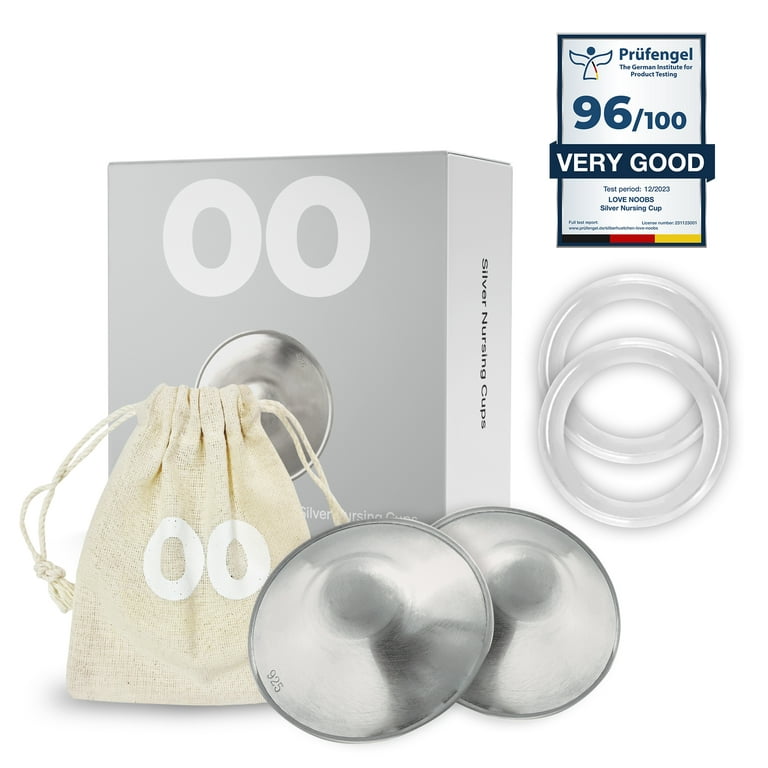 Love Noobs Silver Nursing Cups with Silicon Rings, Soothing Nipple Shields  for Nursing Newborn Babies, Nickel-Free, Pure Silver, Breastfeeding  Essential Nursing Accessory with Pouch, X-Large, 2 Pieces 