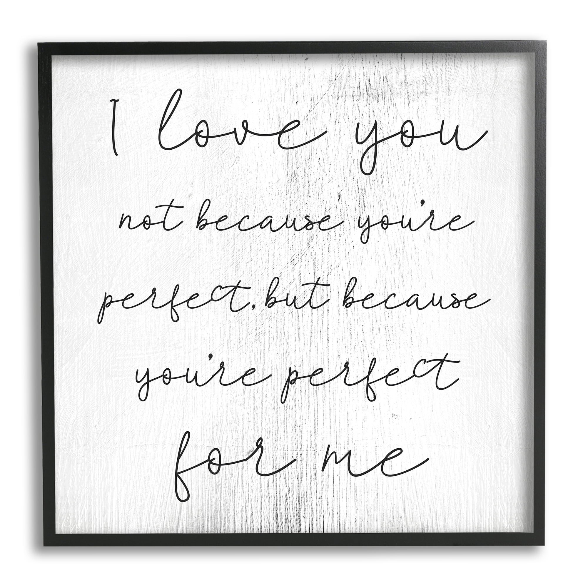 Love Not Perfect Inspirational Family Word Design Typography Framed Art Print Wall Art, 17x17