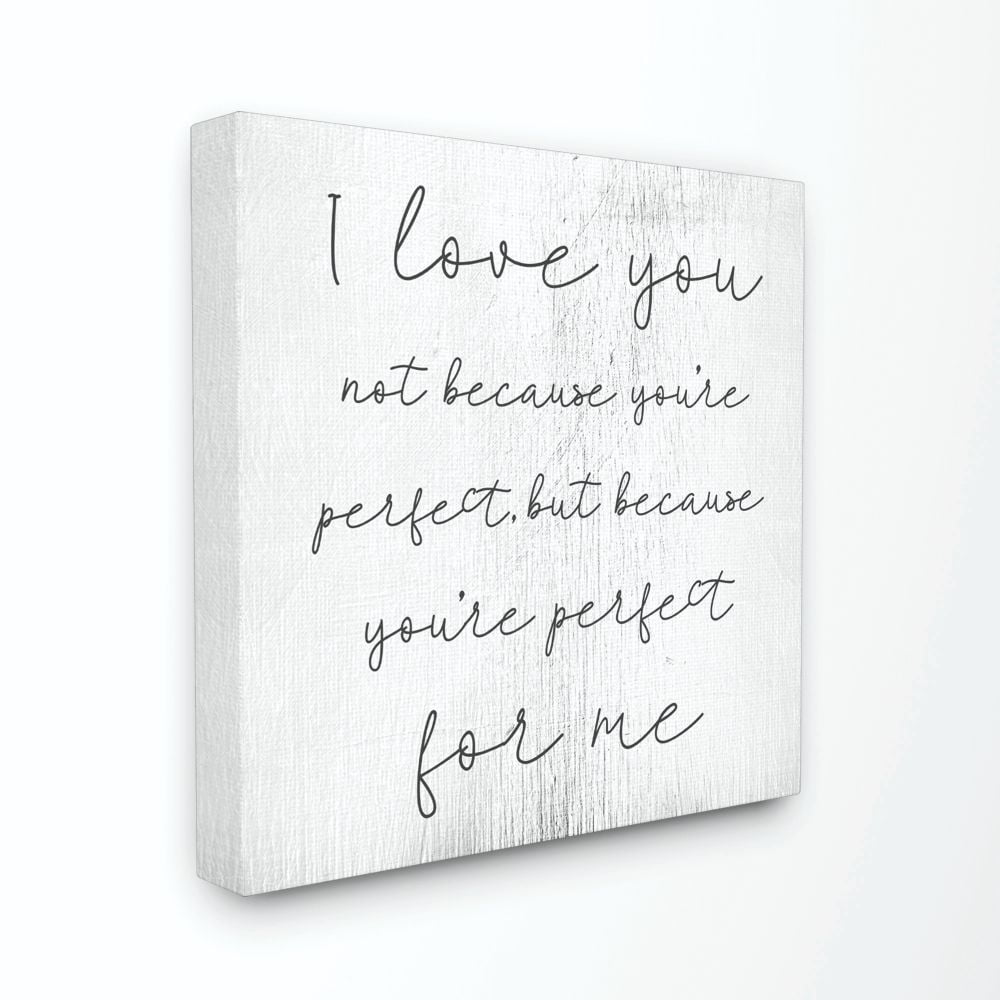 Love Not Perfect Inspirational Family Word Design Typography Gallery-Wrapped Canvas Print Wall Art, 17x17