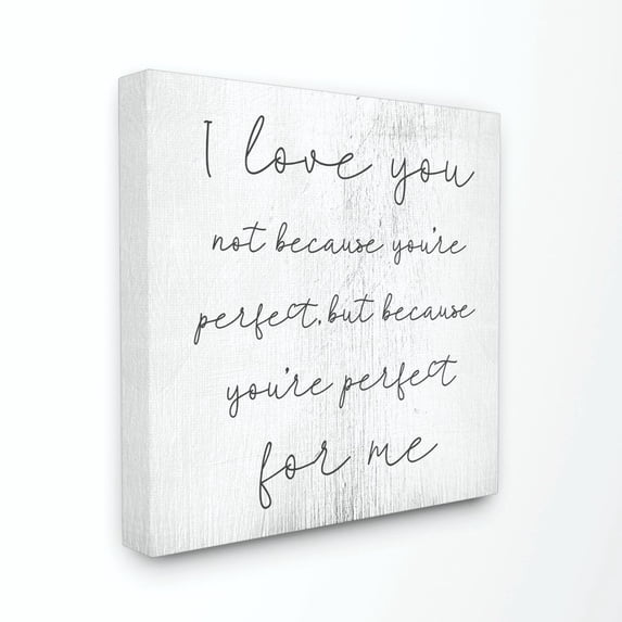 Love Not Perfect Inspirational Family Word Design Typography Gallery-Wrapped Canvas Print Wall Art, 17x17