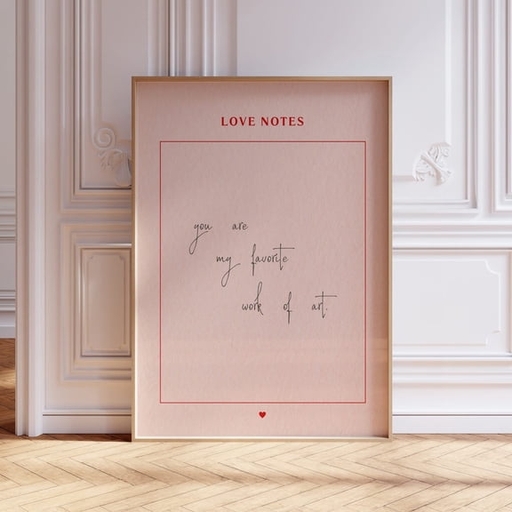 Love Note Pink And Red Coquette Wall Art Print, Handwritten Vintage Decor, Trendy Poster, Instant, Anniversary Gift UNFRAMED PAPER POSTER, Home Decor, Vintage Gift, Living Room Dercor