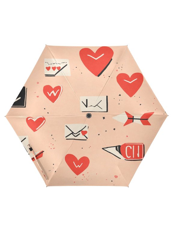 Love Notes Folding Umbrella UV50+ Waterproof Sun Protection Auto Open Close Compact Fiberglass Frame