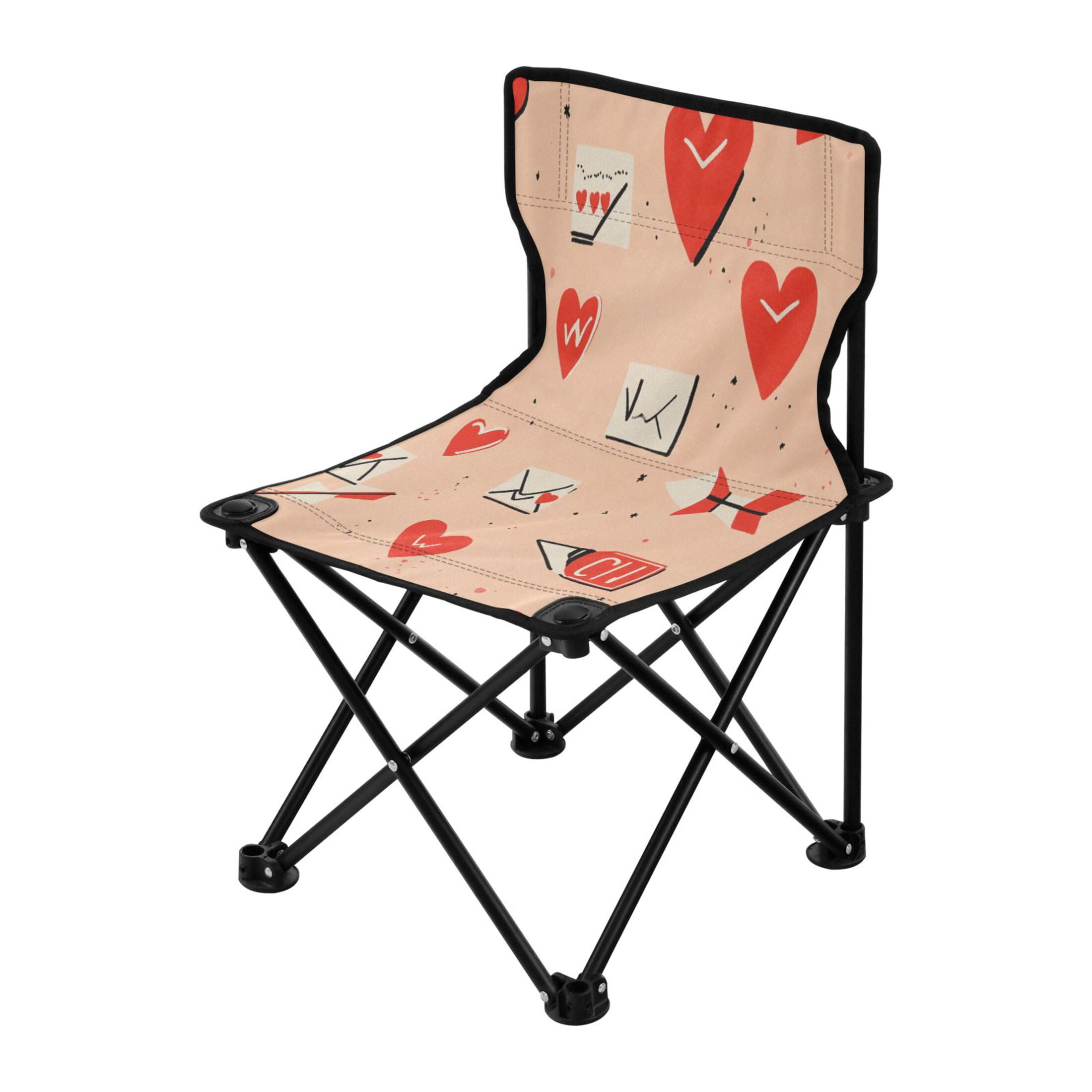 Love Notes Kids Camping Chairs Folding Chair for Children 14.5x14.5in 600D Oxford Fabric 220lb Capacity