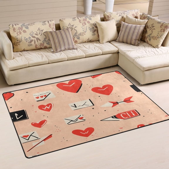 Love Notes Soft Polyester Area Rug 31''x20'', Non Slip, Memory Foam, Water Absorbent