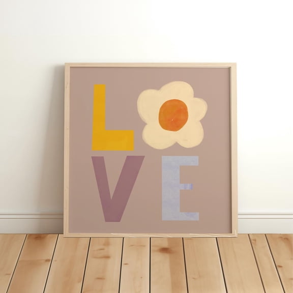 Love Nursery Print Boho Flowers Print Flower Illustration Eco Nursery Art Room Lounge Wall Art Flowers Colour Pop, Unframed Paper Print
