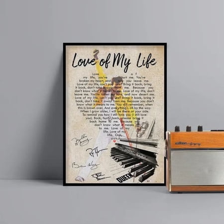 Love Of My Life Lyrics Freddie Mercury Signatures Print, Classic Rock Music Lover Gift Poster Size 24''x36'' Goldengate