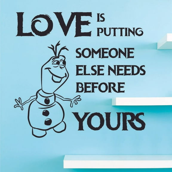Love Olaf Snow Frozen Quote Disney Cartoon Quotes Wall Sticker Art Decal for Girls Boys Room Bedroom Nursery Kindergarten House Fun Home Decor Stickers Wall Art Vinyl Decoration Size (20x20 inch)