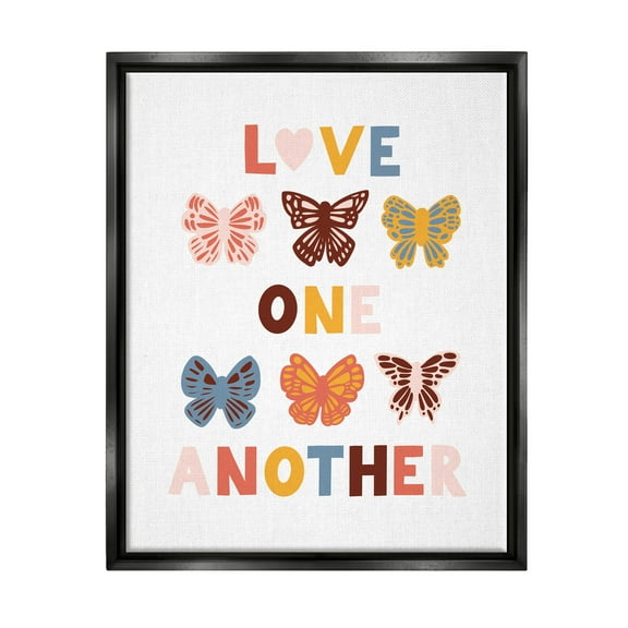 Love One Another Butterflies Phrase Animals & Insects Graphic Art Jet Black Framed Art Print Wall Art