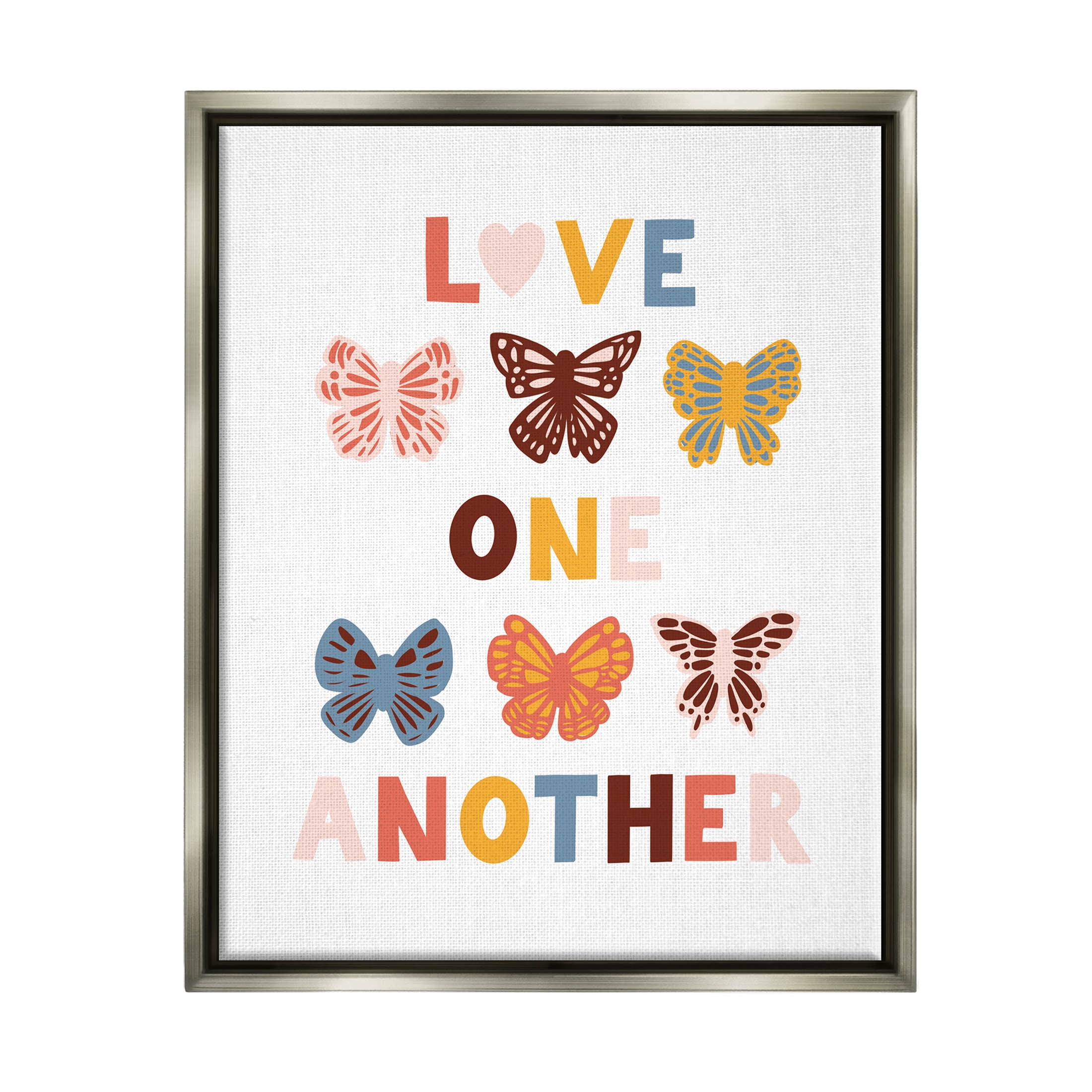 Love One Another Butterflies Phrase Animals & Insects Graphic Art Luster Gray Framed Art Print Wall Art