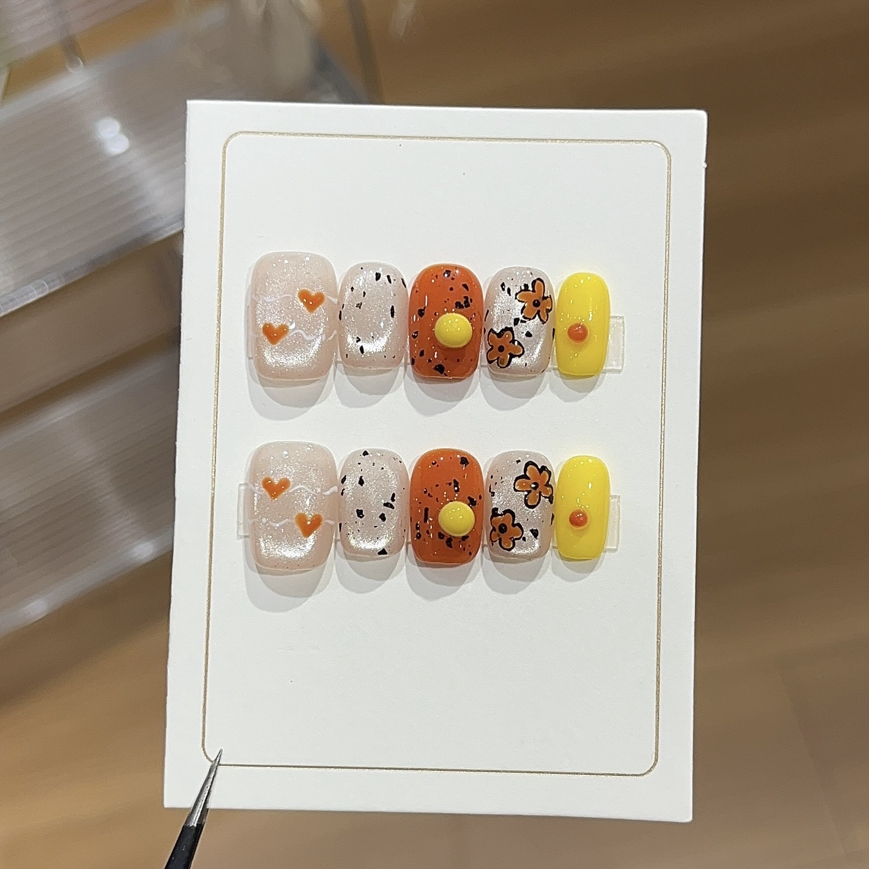 [Love Orange Tone] Maillard hand-painted caramel flower love black ink ...