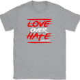 thumbnail image 1 of Love Over Hate T-Shirt Christian Worship Praise Jesus God Bible Tee - Heather Grey, 2XL, 1 of 1