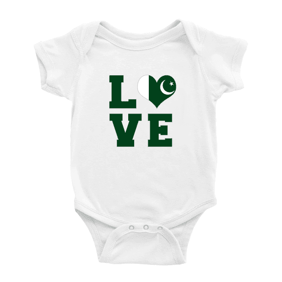 Love Pakistan Flag Heart Cute Baby Romper (White, 18-24 Months)