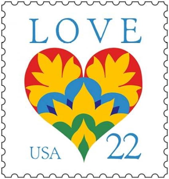 Love Pastel Heart Canvas Art - US POSTAL SERVICE (24 x 24)