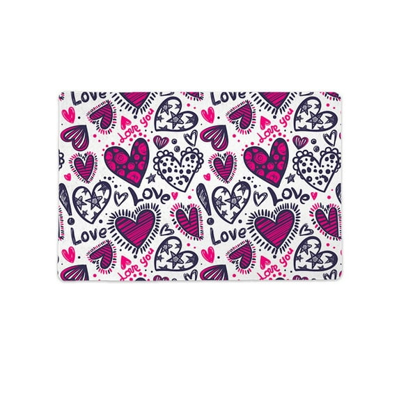 Love Pattern Mat Rectangle - , White, Small