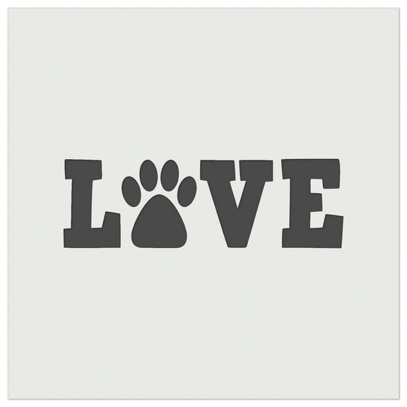 Love Paw Print Dog Cat Pet Text DIY Cookie Wall Craft Stencil - 3.5 Inch