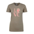 thumbnail image 1 of Love Paw Print Ladies Slim Fit Short Sleeve T-Shirt-Warm Grey-Small, 1 of 4