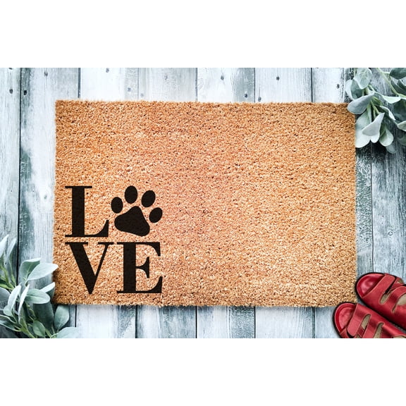 Love Pawprint | Housewarming Gift | Custom Doormat Closing Gift | Welcome Doormat | Front Door | Fur Family | Cat or Dog Owner Gift