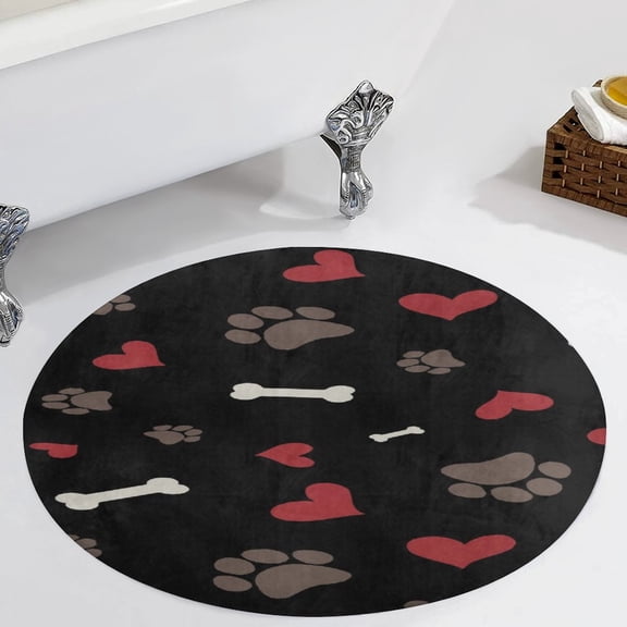Love Paws Heart Round Carpet Circle Rug Outdoor Patio Area Rug Washable Large Area Rugs Hallway Room Decor Fitness Mats