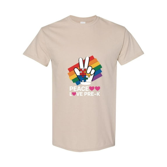 Love Peace Autism A Pre K Student Teacher Neurodiversity Gift Unisex T-Shirt, up to size 5XL