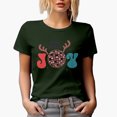 thumbnail image 1 of Love Peace Joy & Reindeer Antlers Art, Christmas Merch Gift, Military Green T-Shirt, XL, 1 of 5