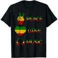 thumbnail image 1 of Love Peace Music Rasta Reggae Rastafari Roots Reggae Pride T-Shirt, 1 of 4