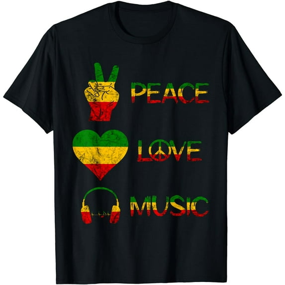 Love Peace Music Rasta Reggae Rastafari Roots Reggae Pride T-Shirt