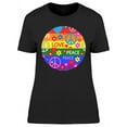 thumbnail image 1 of Love Peace Rainbow Design T-Shirt Women -Image by Shutterstock, Female 3X-Large, 1 of 2