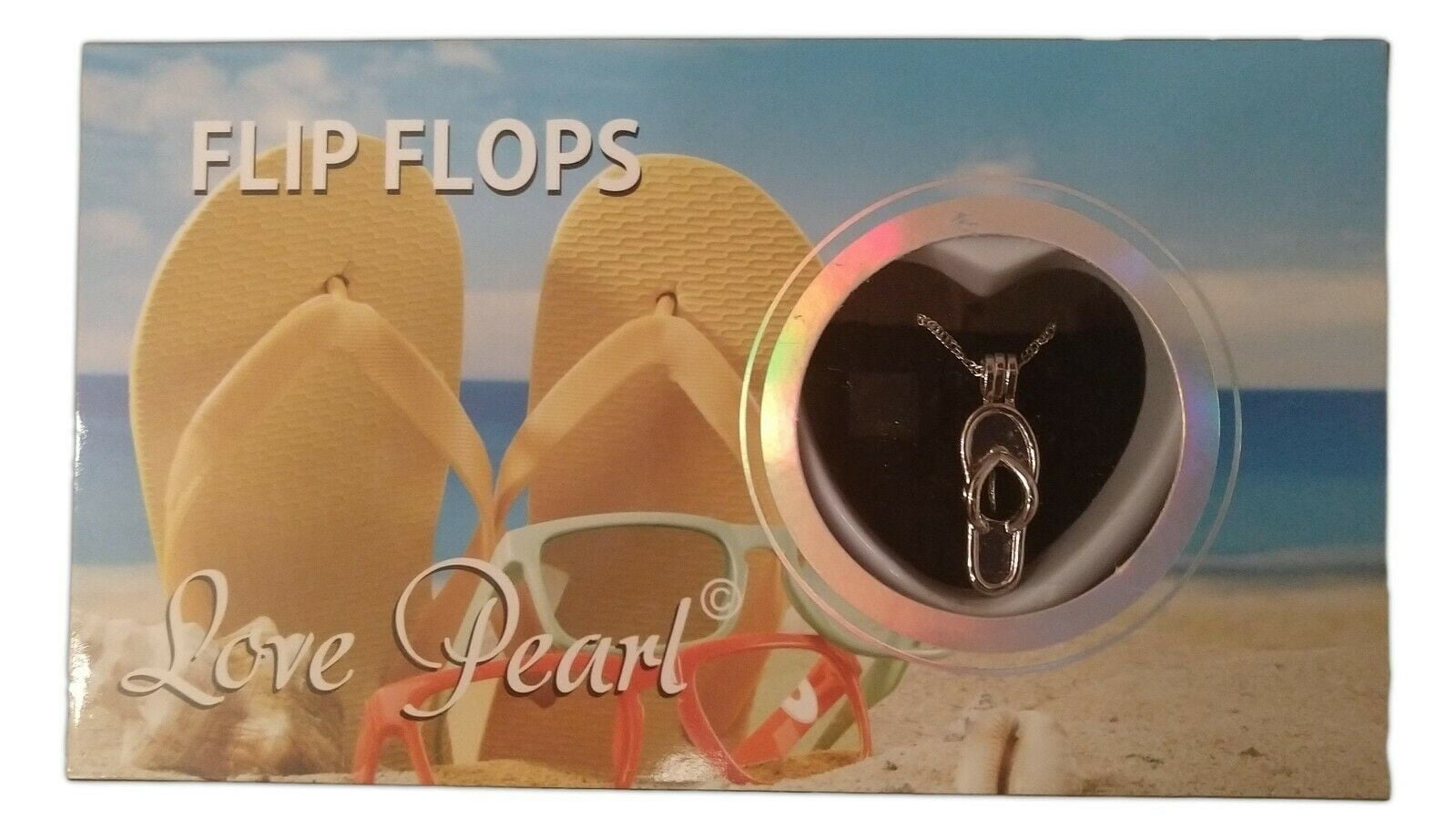 PUKA CREATIONS Love Wish Pearl Kit Chain Necklace Kit Pendant Cultured Pearl in Kit Set with Stainless Steel Chain 16" (flip Flops)