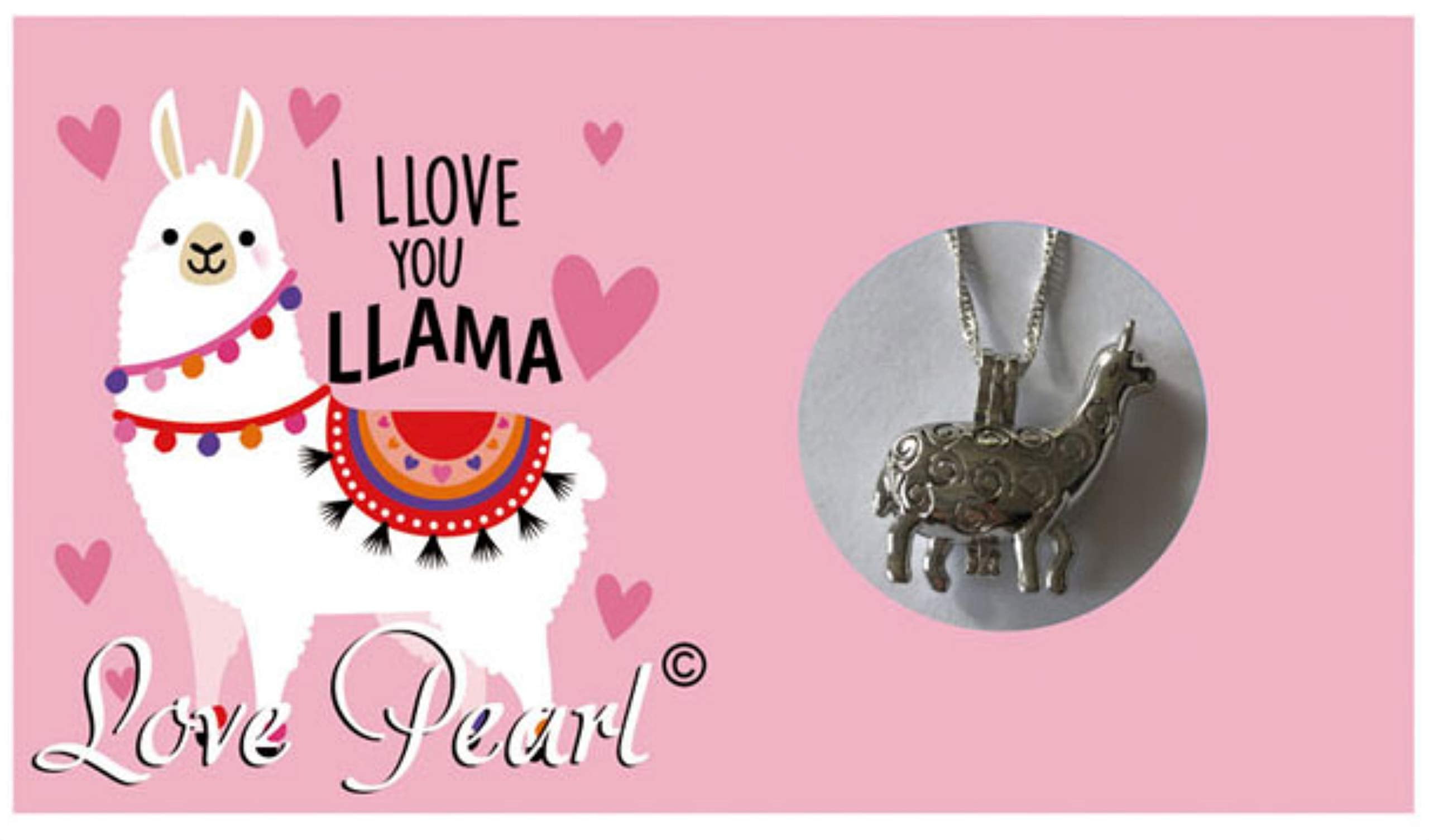 PUKA CREATIONS I Love You Llama Love Wish Pearl Kit Chain Necklace Kit Pendant Cultured Pearl in Kit Set with Stainless Steel Chain 16"
