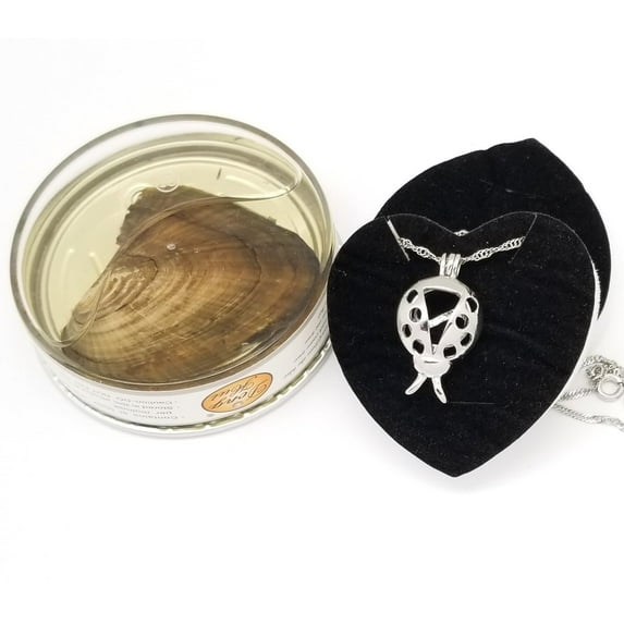 Love Pearl Lady Bug Necklace