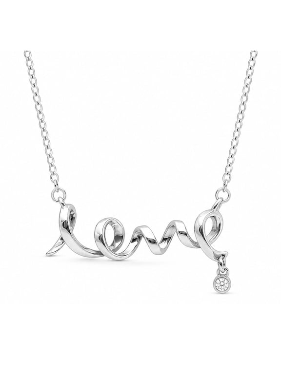 Script Love Necklace for Women CZ Sterling Silver Pendant With Adjustable Chain by Ginger Lyne