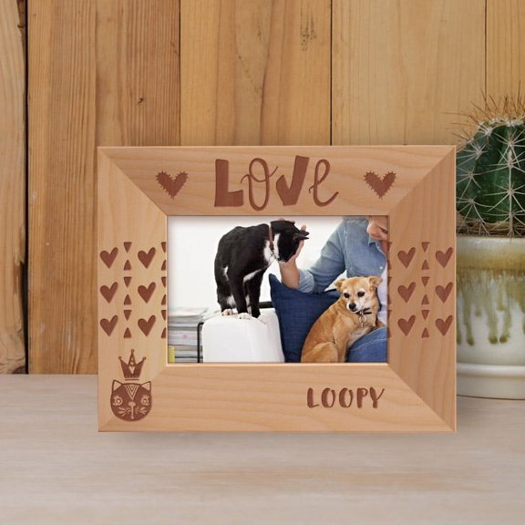 Love Personalized Wooden Frame-5" x 3 1/2" Brown Horizontal