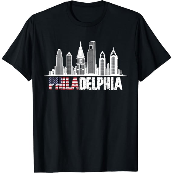 Love Philadelphia Skyline Downtown Cityscape Philly Souvenir Short T-Shirt