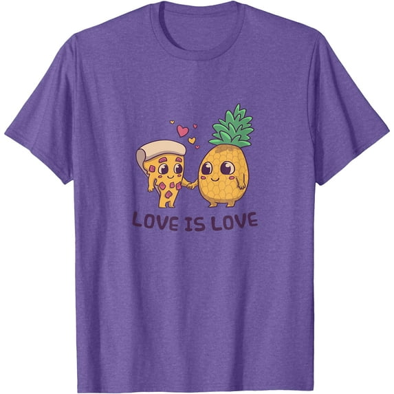 Love Pineapple Pizza Cute Softstyle Unisex T-Shirt,Purple Heather Color,Size M