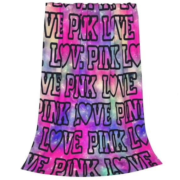 Love Pink Blanket Flannel Printed Multifunction Lightweight Throw Blankets for Home Couch Bedding Throws
